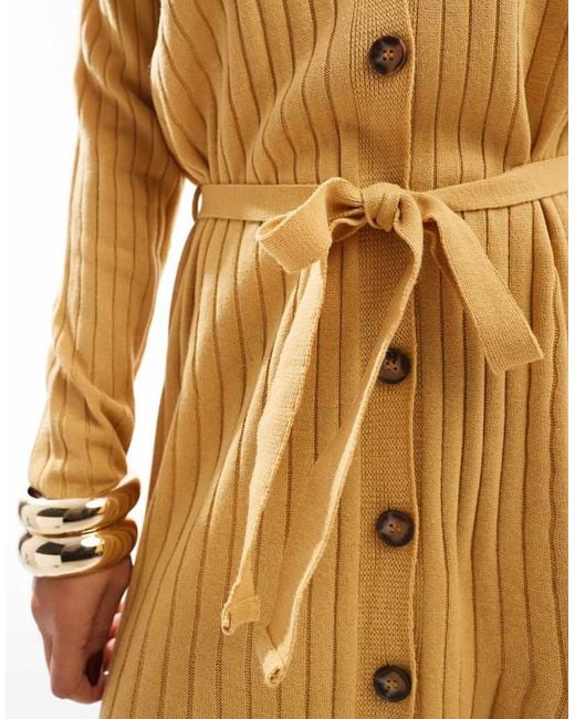 Glamorous Natural Button-Front Cardigan Midi-Dress