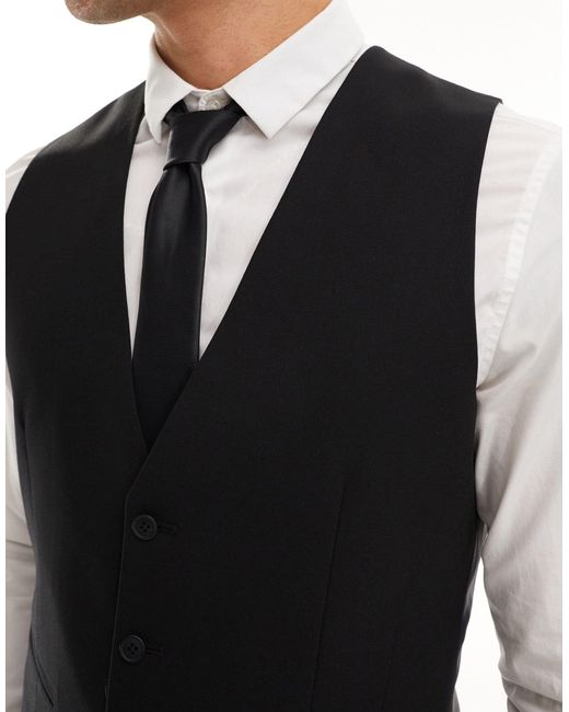 ASOS Black Slim Suit Waistcoat for men