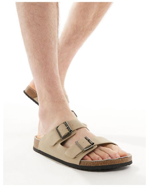 ASOS – sandalen aus wildlederimitat in Natural für Herren