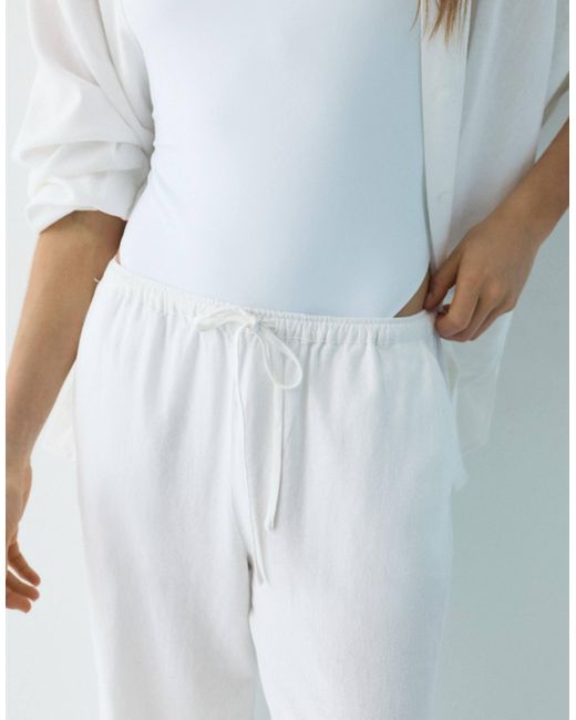 Pull&Bear White – hose aus leinenmix