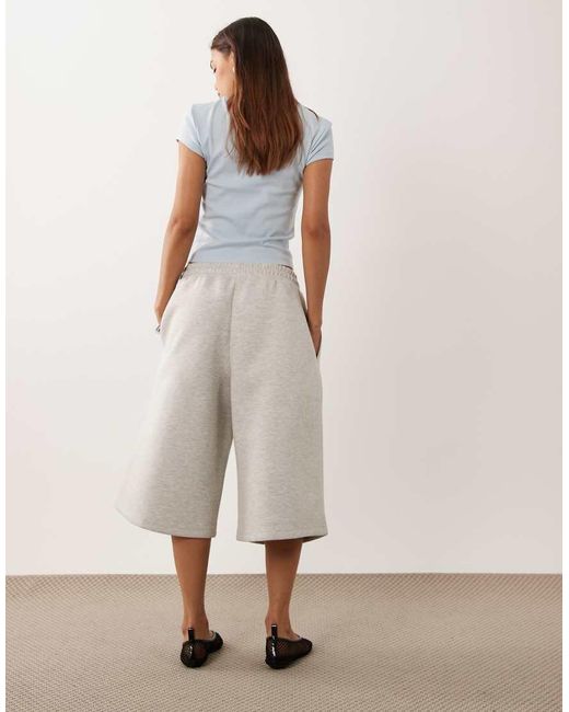 ASOS Natural Elasticated Wide Leg Bermuda Shorts
