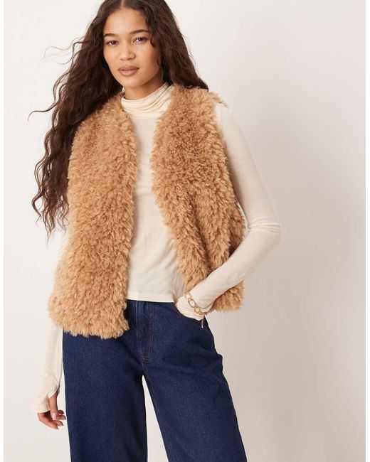 Threadbare Blue Faux Fur Shearling Gilet