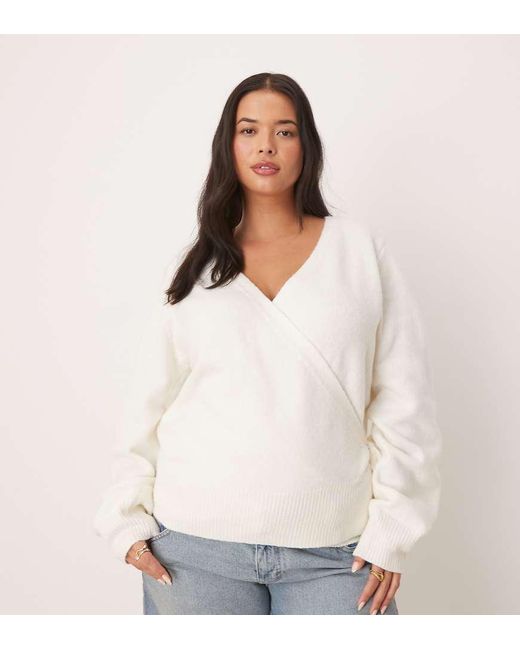 Cárdigan Cruzado De Punto De Asos Design Curve-Blanco ASOS de color White