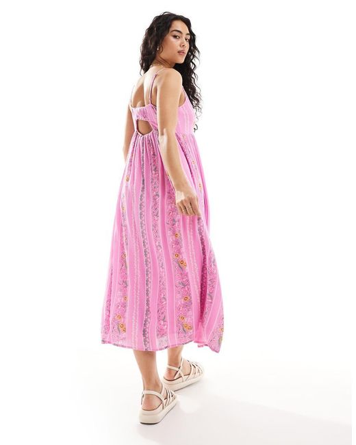 Y.A.S Pink Festival Cami Maxi Dress With Button Front