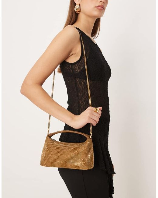 Borsa A Mano Con Strass di Mango in Black