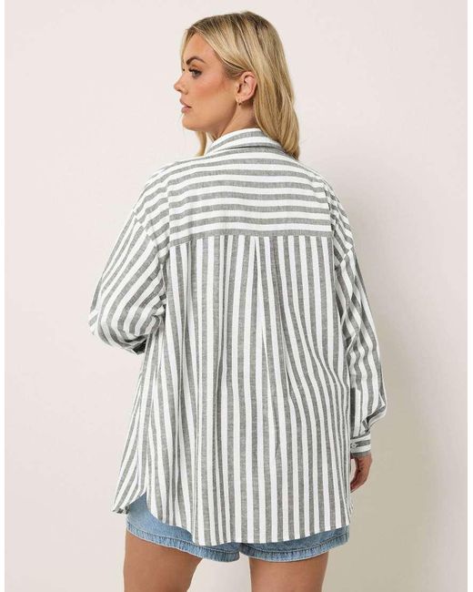 Yours Clothing Blue Stripe Linen Shirt