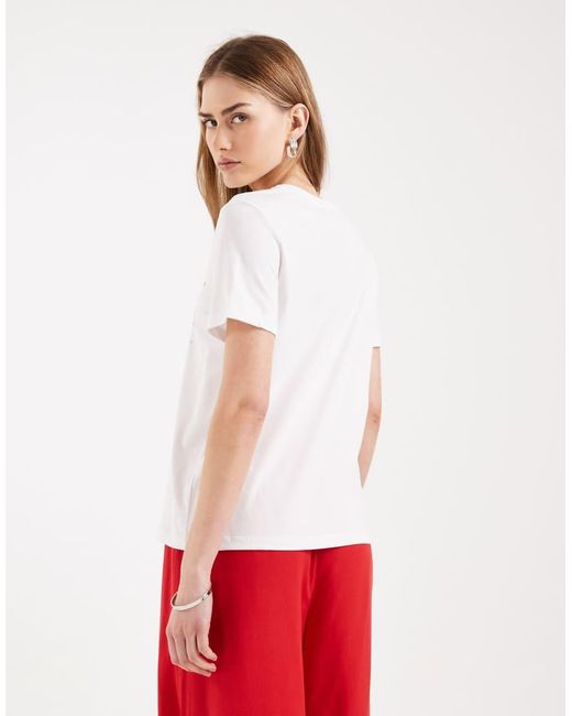 ONLY Red Regular Fit T-shirt With Pasta Print