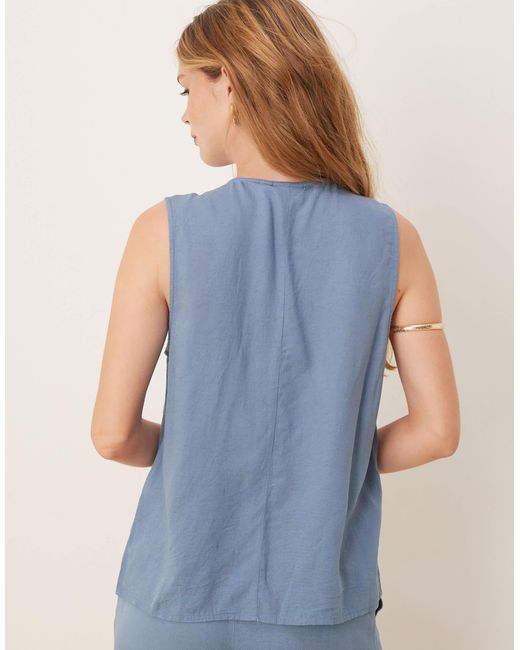 Vila Blue Button Front Waistcoat Co-ord