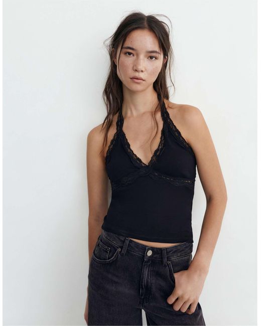 Top dos nu bordé Pull&Bear en coloris Blue