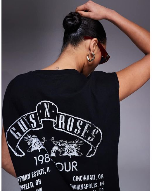 Camiseta Negra Extragrande Sin Mangas Con Estampado Gráfico Con Licencia De Los "Guns N' Roses" De ASOS de color Blue