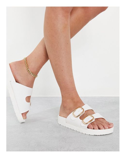london rebel double buckle footbed sandals