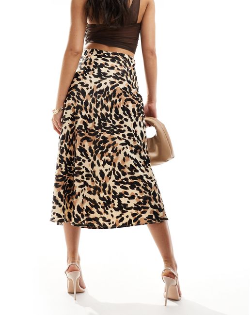 Y.A.S Black Y.a.s – midirock aus satin mit leopardenmuster