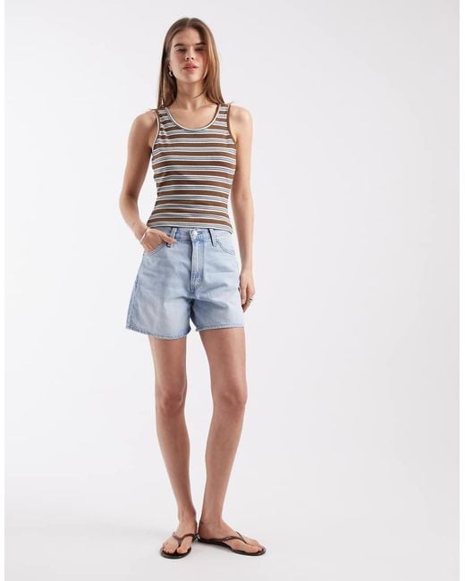 Levi's Blue Cinch Waist Mid-thigh Denim Shorts
