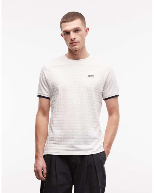 Barbour White Langston Jacquard Tipped Cuff Logo T-shirt for men