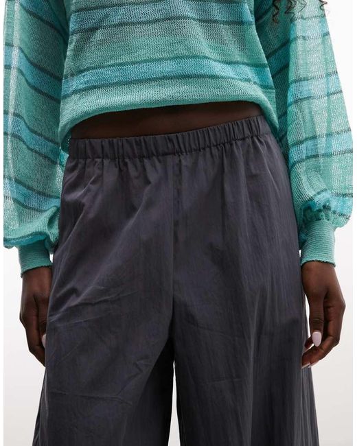ASOS Gray Cotton Nylon Blend Pull On Balloon Trousers