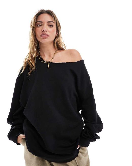 ASOS Black Off Shoulder Sweatshirt