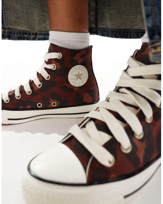 Chuck taylor all star - sneakers alte con stampa leopardata di Converse in White