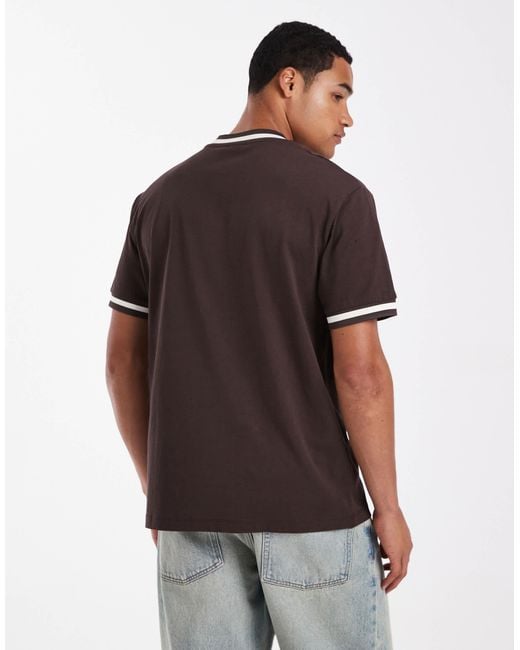 ASOS Gray Relaxed T-shirt With Tipping Detail And Embroidered Graphic for men