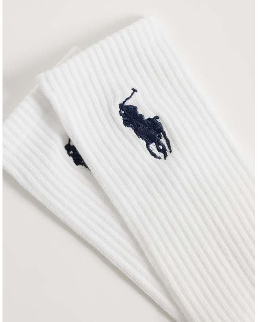 Polo Ralph Lauren White Large Icon Logo 3 Pack Crew Socks for men