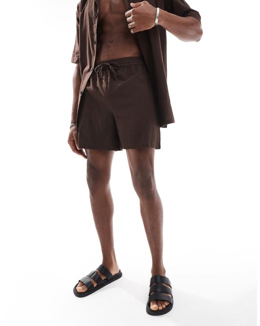 Sol Beach Brown Textured Drawstring Beach Short for men