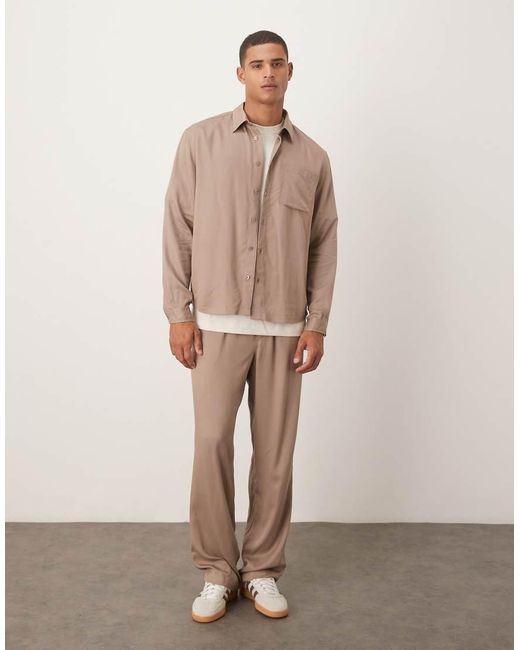 ASOS Natural Co-ord Relaxed Shirt for men