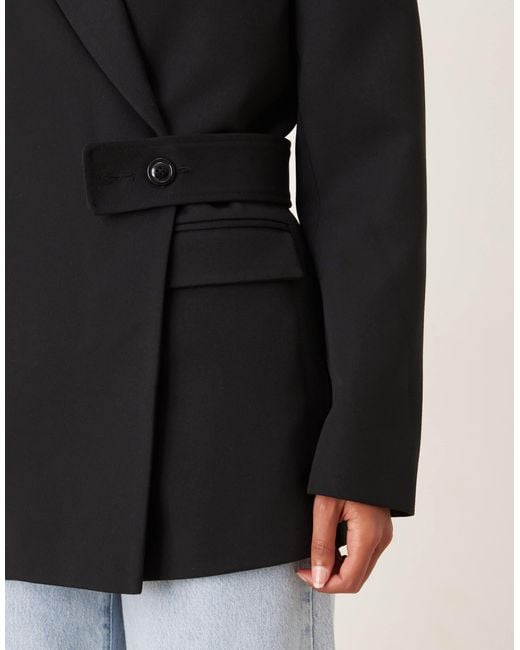 ASOS Black Tailored Relaxed Blazer With Belt Detail