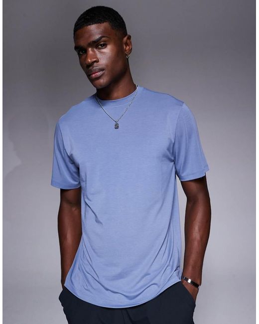 4505 Blue Quick Dry Performance Jersey Back Graphic Oversized Running T-shirt for men