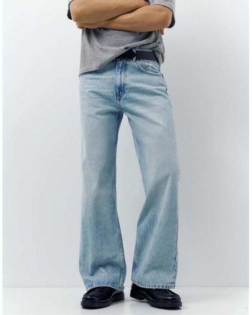 Pull&Bear Blue Flared Jeans for men