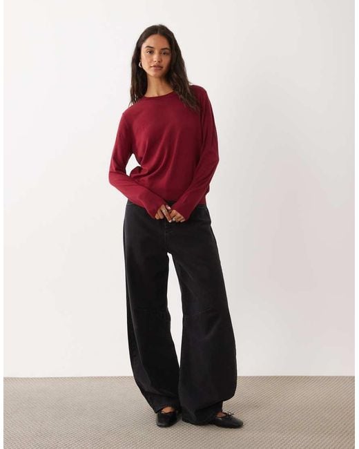 Mango Red Round Neck Lightweight Jumper