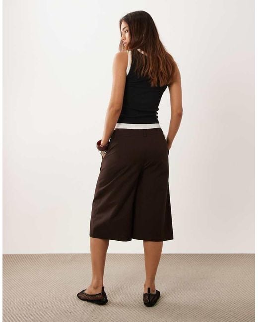 ASOS Black Wide Leg Clean Bermuda Short