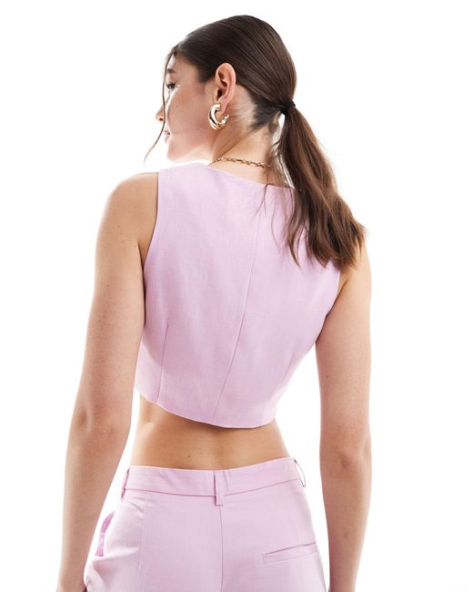 ONLY Pink Cropped Waistcoat Co-ord