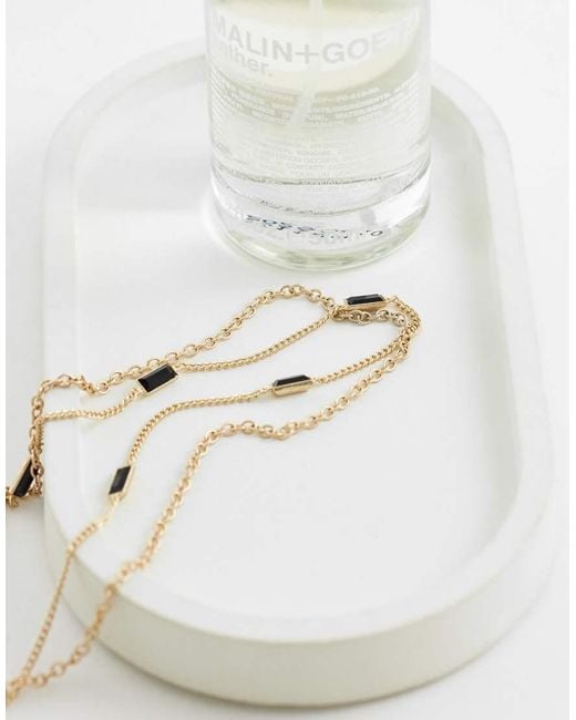 ASOS White 2 Pack Chain Necklace With Black Stone Detail for men