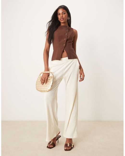 Abercrombie & Fitch Natural – gerippte ausgestellte jogginghose