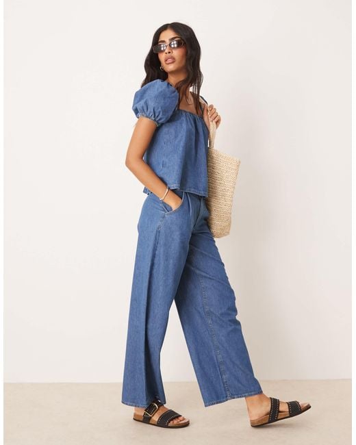 ASOS Blue – babydoll-jeansoberteil