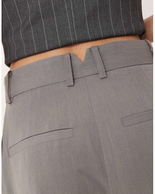 ASOS Gray Tall Tailored Wide Leg Trousers With Pleat Detail