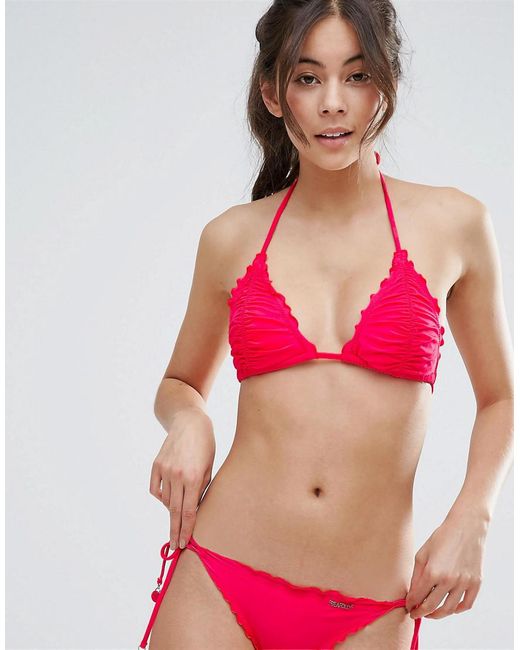 Seafolly Ruched Bikini Top in Red