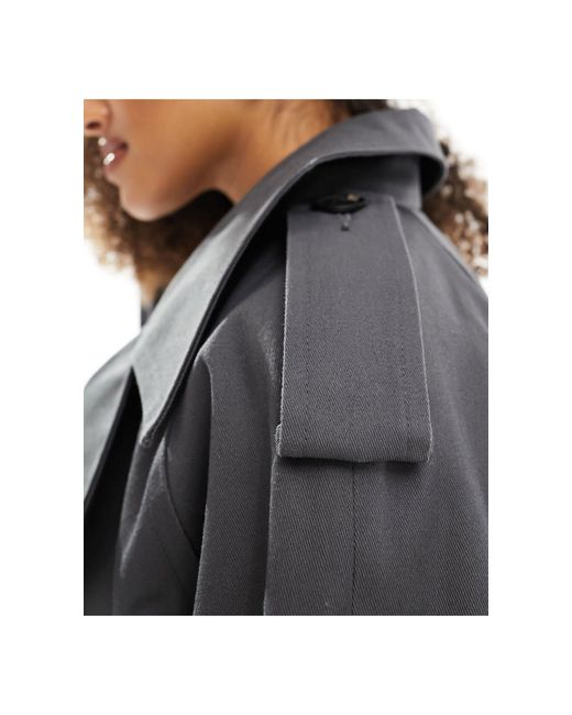 ASOS Gray Cropped Trench Coat