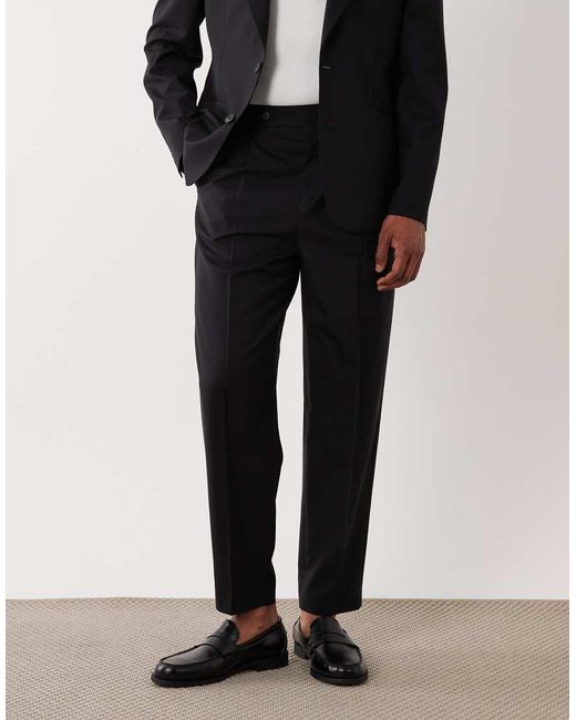 ASOS Black Premium Relaxed Tapered Suit Pants for men
