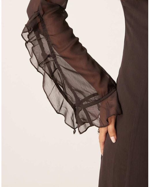 Glamorous Natural Boho Sheer Chiffon Maxi Ruffle Dress