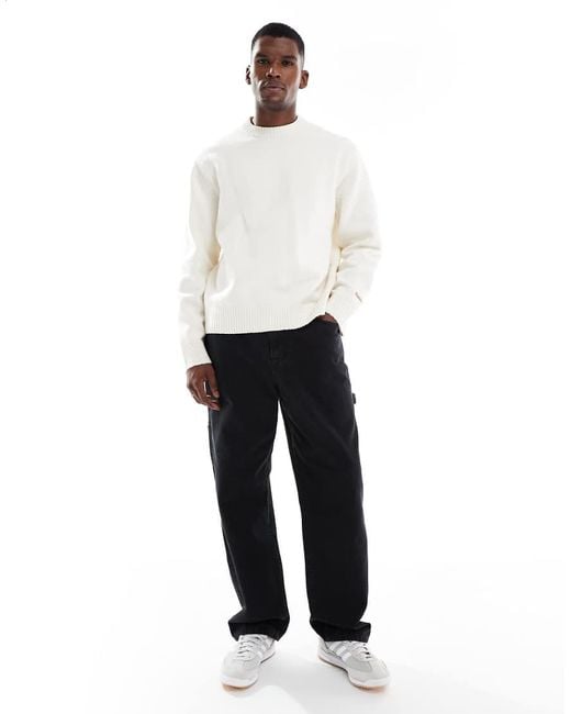 Jack & Jones White Oversize Thick Crew Neck Jumper for men