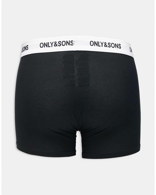 Only & Sons Black 5 Pack Trunks for men