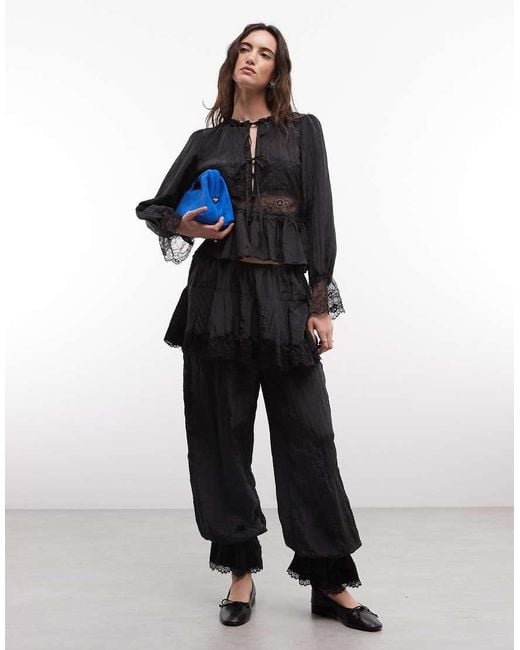 Daisy Street Blue Skirt Overlay Lace Trousers
