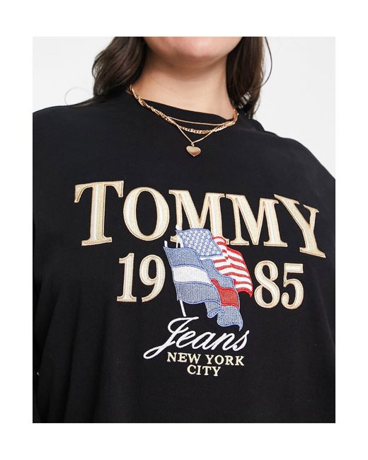 Tommy Hilfiger Plus Oversized Logo T-shirt Dress in Black | Lyst Australia