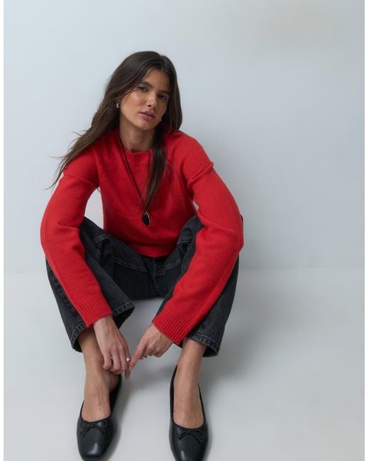 ASOS Red Neat Fit Lightweight Crew Neck Sweater