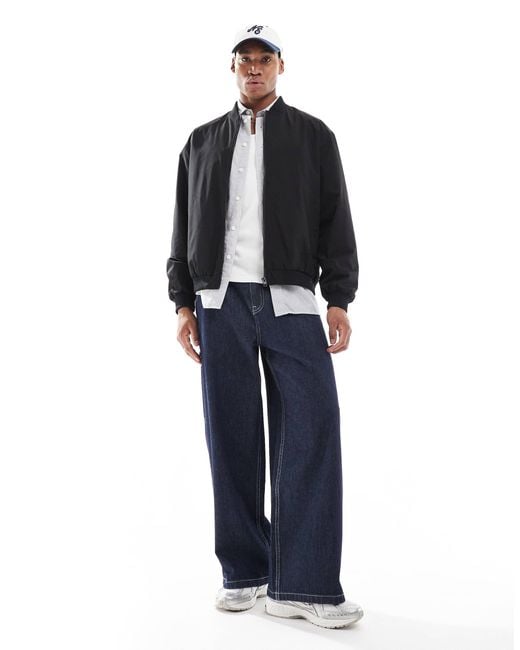 Jack & Jones Black Oversized Bomber Jacket for men