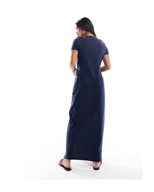 Vero Moda Blue Knotted T-shirt Maxi Dress With Split