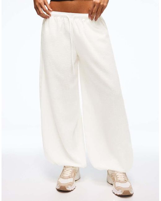Bershka White Tall Rustic Sarouel Trousers