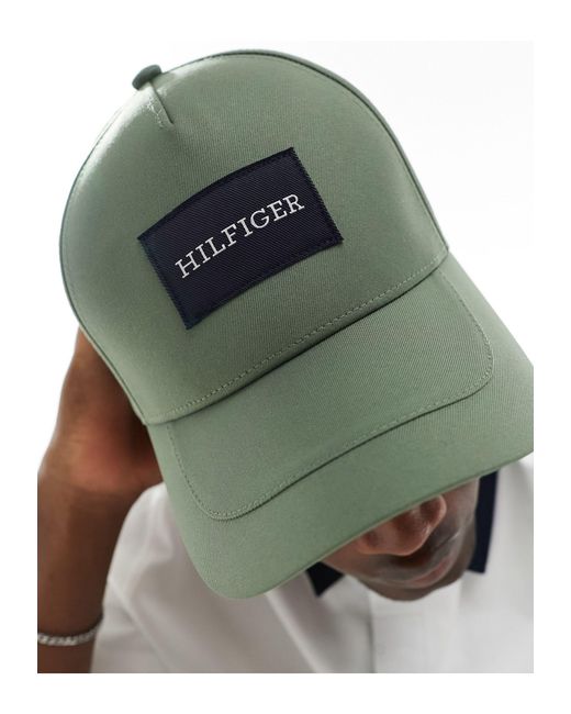 Tommy Hilfiger Green Monotype Seasonal 5 Panel Cap Hat for men