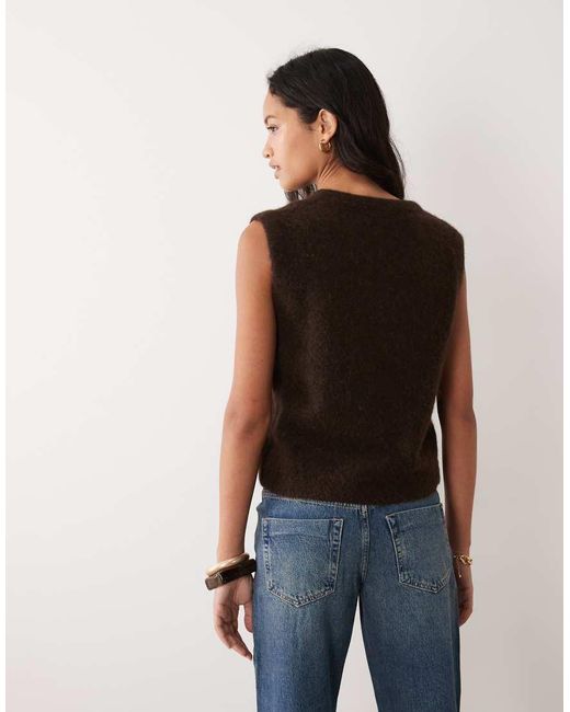 ARKET Blue Alpaca Wool Blend Knitted V-neck Vest