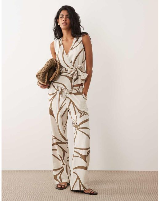 Vila White Linen Touch Tie Front Sleeveless Top Co-ord